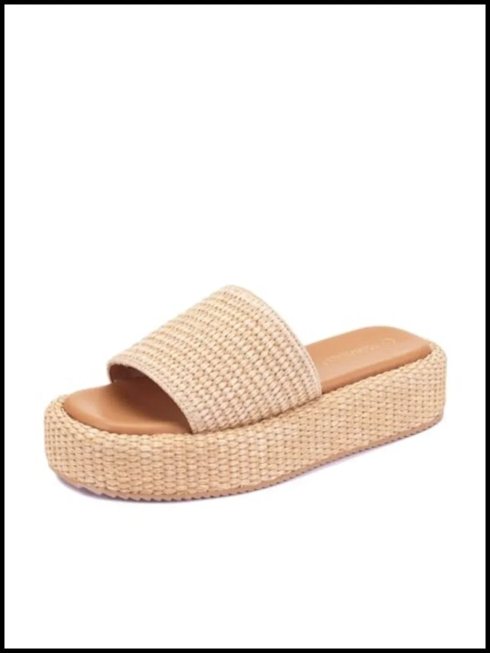 Raffia Platform Sandals Women Espadrille Slides Woven Straw Flatform Beach